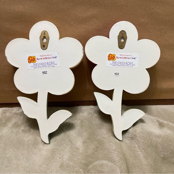 Vintage Flowers Wall Hangers Decor Pastels Set of 2 Home Interior Kids - Picture 4 of 8